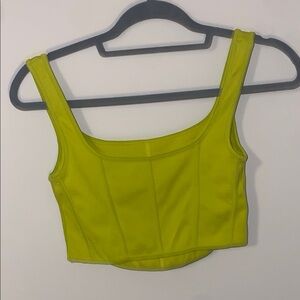 Green Sleeveless Fitted Crop Tank Top